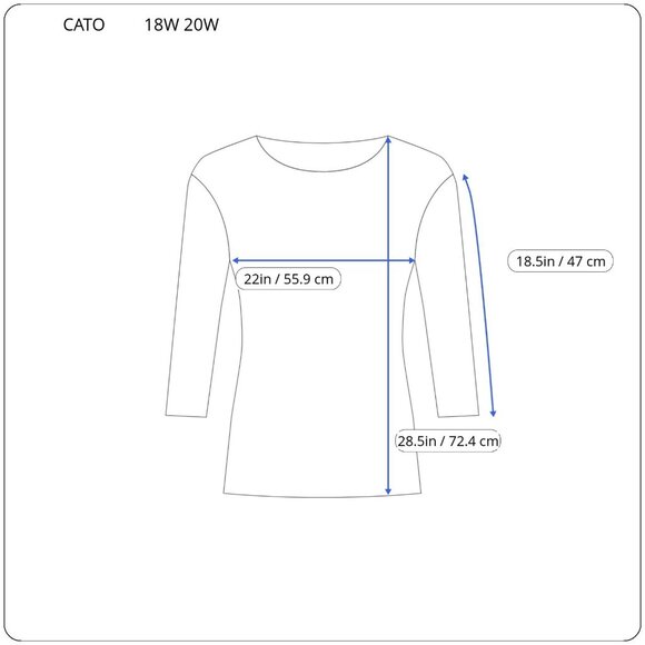 Cato Est 1948 Women Top 18W 20W Plus Lace Up 3/4 Sleeve Lightweight PLA56E - Picture 2 of 8
